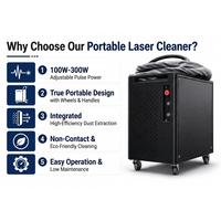 Machine de nettoyage au laser pulsé portative 100W 200W 300W pour l'élimination de la rouille et de l'oxyde sur les petites pièces avec chariot à roulettes