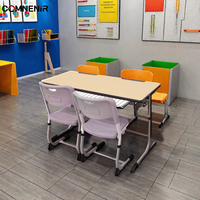 Ensemble de bureau et de chaise double réglable en métal indien avec étagère pour l'école primaire, pour appartement et usage scolaire