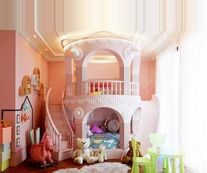 Lit château princesse rose de luxe durable pour filles, ensemble de meubles de chambre sur mesure avec grande armoire, idéal pour hôtel et école - Product Image 3