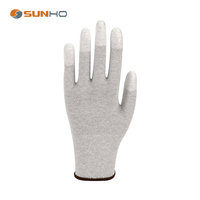 Gants de travail industriels en polyester ultra-fins, tricotés, antistatiques, avec revêtement en polyuréthane (PU), isolés et compatibles avec les écrans tactiles