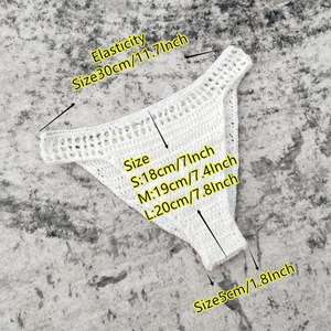 Couleur unie deux pièces plage Crochet Bikini Sexy évider main crochet <span class=keywords><strong>maillot</strong></span> <span class=keywords><strong>de</strong></span> <span class=keywords><strong>bain</strong></span> Long gland plage Sexy dos nu Bikini ensemble - Product Image 6