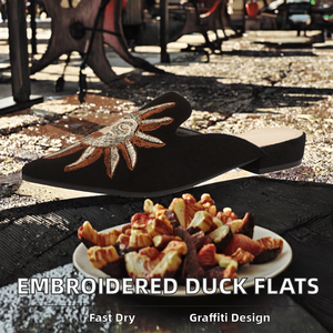 Nouvelles mules brodées motif canard mandarin 2026 pour l'été – Chaussures plates à bout pointu, légères, respirantes et résistantes pour femme - Product Image 2