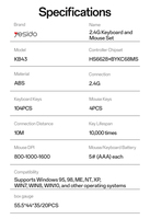 Yesido Clavier 104 touches, souris multifonction 4 boutons, touches ABS tricolores, ensemble clavier et souris sans fil 2.4G KB43