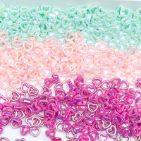 Nouveautés Perles en acrylique miniatures en forme de cœur creux personnalisées, 300 pièces, revêtement optique irisé UV, pour la fabrication de bijoux DIY