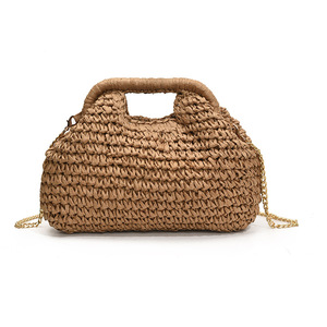 Bolso cruzado pequeño <span class=keywords><strong>de</strong></span> <span class=keywords><strong>ganchillo</strong></span> hecho a mano, <span class=keywords><strong>de</strong></span> lujo <span class=keywords><strong>para</strong></span> mujer, tipo clutch <span class=keywords><strong>de</strong></span> paja tejida, suave, estilo nube, con cadena - Product Image 5