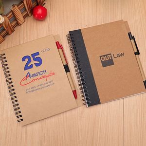 Custom Printing Eco-Friendly Kraft Paper Journals Hardcover Notebook with Pen Personalized Office Stationery Spiral Notebook - Product Image 3