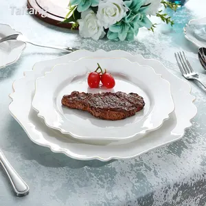 Custom Logo Wedding Tableware Modern Porcelain Plates Restaurant Crockery Dinner Plates For 5 Star Hotel