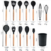 Ensemble d'ustensiles de cuisine en silicone 13 pièces, résistant à la chaleur, sans BPA, accessoires de cuisine, spatule, cuillère, pince en silicone