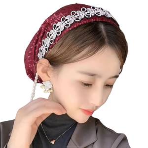 New Fashionable Solid Color Women's Scarf Muslim Headscarf Hat Headwear Accessories Sequin Fabric Breathable Eco-Friendly - Product Image 2