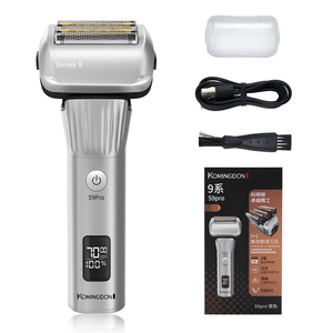 Rasoir à cinq lames pour hommes, sans fil, avec écran LED, étanche, utilisation humide/sèche, pour peaux sensibles, tondeuse escamotable, idéal pour camping-car et hôtel - Product Image 1