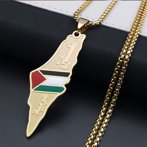 Collier tendance anti-ternissement en or 18 carats, véritable acier inoxydable, bijoux fins, collier Palestine pour femmes et hommes - Product Image 1