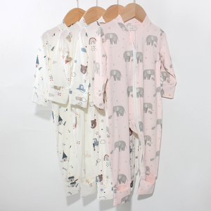 New Bamboo Two-Way Zipper Romper <strong>Onesie</strong> for Baby Boys and Girls Cute Design Made of Bamboo Fiber Fabric for Spring and Summer - Product Image 1
