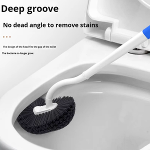 Cepillo de inodoro de plástico tipo S para montaje en pared, con cerdas suaves, mango largo, portátil, para limpieza sin esquinas muertas, ideal para inodoros de cuclillas, venta al por mayor - Product Image 3