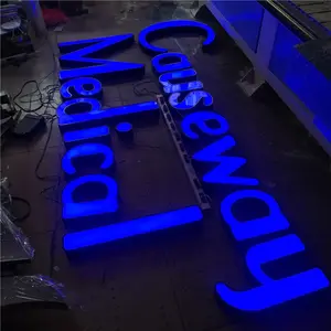 Custom wall name 3D letters outdoor signage acrylic led logo sign shop front lit 3D channel letter store front signs led signs