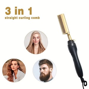 Plancha de pelo eléctrica con peine de cobre, rizador de pelo con calentamiento rápido para cabello húmedo y seco, multiestilizador - Product Image 3