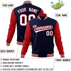 เสื้อแจ็คเก็ตวาร์ซิตี้แบบกำหนดเอง ผ้าคอตตอนผสม แจ็คเก็ตเบสบอลแบบ Letterman สำหรับทุกเพศ ปรับแต่งชื่อและหมายเลขได้  งานปักคุณภาพสูง สไตล์ Preppy สำหรับฤดูใบไม้ร่วง - Product Image 2