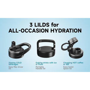 Bouteille de sport en acier inoxydable à double paroi design Bouteille d'eau isolée sous vide pour le camping et le voyage en plein air 32 OZ avec couvercle verrouillable - Product Image 2