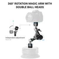 Pince de fixation universelle 7 pouces en alliage d'aluminium robuste anti-rayures avec rotule double 360° et broche de localisation ARRI 1/4'' et trous pour moniteur de caméra