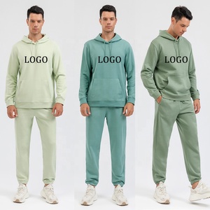 Hot Koop Badstof Katoen Herfst Fitness Trui Hoodie <span class=keywords><strong>Jogger</strong></span> Sets Mannen Custom Logo Outfit Tweedelige Broek Set Cargo trainingspak - Product Image 4