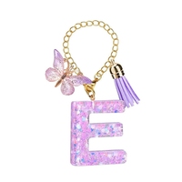 Violet 26 lettres papillon frangé étoile Sequin pendentif tasse chaîne mignon sac à dos tasse d'eau pendentif porte-clés