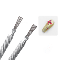 1PC Stylo à ongles en acier inoxydable à 7 aiguilles, pliable, multi-têtes, poignée antidérapante, texture brossée, outil de manucure DIY pour usage en salon