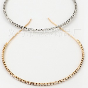 Diadema de Diamantes de Imitación para Mujer, Cadena de Aleación con Diamantes de Imitación, Tocado de Fiesta con Patrón Ondulado, Baño Metálico HB0019 - Product Image 1