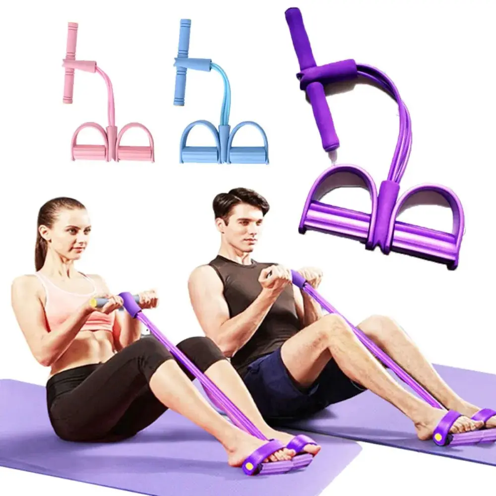 Tập thể dục kẹo cao su 4 ống kháng ban nhạc Latex đạp Exerciser Sit-up kéo dây Expander ban nhạc đàn hồi Yoga thiết bị Pilates tập luyện