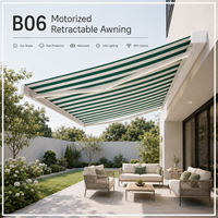 Auvent rétractable motorisé moderne à cassette intégrale, imperméable, en aluminium, pour jardin et terrasse, avec commande à distance par application LED