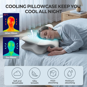 Oreiller ergonomique papillon en mousse à mémoire de forme de haute qualité, à récupération lente, pour la réduction de la pression et la protection des cervicales - Product Image 4