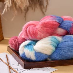 Разноцветный свитер ручной вязки, шапка и шарф из шелка и мохера, 200 г - Product Image 2