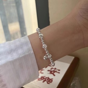 Sterling <b>Silver</b> <b>Beaded</b> Bracelet S925 <b>Silver</b> Ball Shape Women's Jewelry Gift Crystal Rhinestone Simple Style - Product Image 5