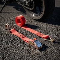 Sangle d'arrimage robuste de 25 mm, 600 kg, certifiée CE, avec crochets double-J et boucle à came pour camions, motos, bateaux