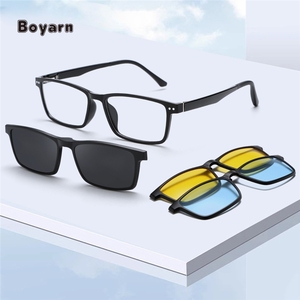 Boyarn Factory <span class=keywords><strong>Clip</strong></span> <span class=keywords><strong>magnético</strong></span> en montura de <span class=keywords><strong>gafas</strong></span> hombres Marco de prescripción óptica anteojos hombres rectángulo polarizado <span class=keywords><strong>Clip</strong></span> <span class=keywords><strong>gafas</strong></span> de sol - Product Image 1