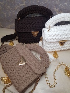 Bolso Tote y Bandolera de <span class=keywords><strong>Ganchillo</strong></span> con Borlas, Tejido a Mano, Suave, con Cierre de Solapa y Correa de Cadena - Estilo Retro Europeo, Bolso de Mano para Mujer - Product Image 6