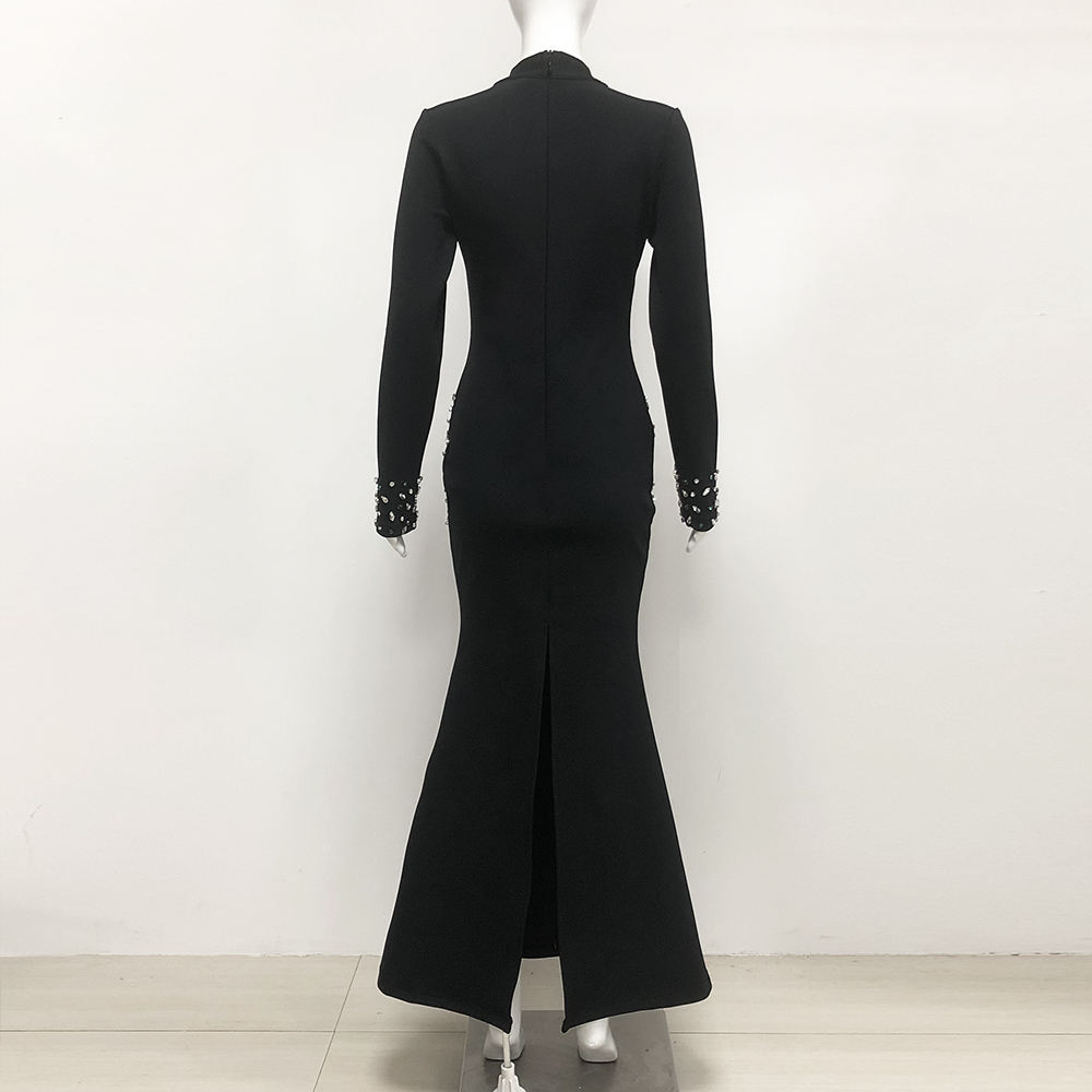 rhinestone gown long sleeve