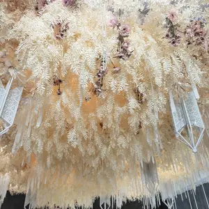 Fleur artificielle croissant feuille plafond suspendu hôtel mariage maison décoration banquet salle longue branche tenture fleurs