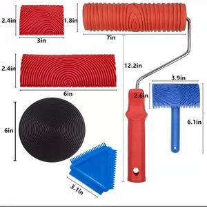 Gran oferta, juego de 6 piezas de grano de madera de caucho, herramienta de dibujo de textura de madera para pintura artística - Product Image 4
