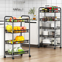 Organisateur de cuisine rotatif à 5 niveaux en métal empilable, type cube, avec paniers de rangement, chariot et boîte