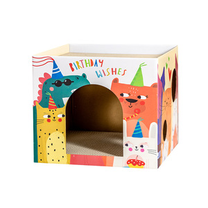<b>Cat</b> Scratching House Double Layer Corrugated Cardboard <b>Cat</b> Bed <b>Interactive</b> <b>Toy</b> For <b>Cats</b> Birthday Wishes Design - Product Image 1