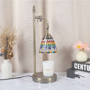 Lampe chauffe-cire rétro en verre coloré avec <span class=keywords><strong>abat</strong></span>-<span class=keywords><strong>jour</strong></span>, réglable en temps, pour bougies parfumées, cadeaux de fêtes - Product Image 3