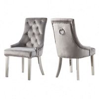Ensemble de chaises de salle à manger pour hôtel et restaurant de luxe moderne avec structure en acier inoxydable et tissu en velours gris, meubles pour la maison