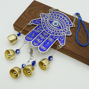 Ornement oeil bleu grec turc oeil <span class=keywords><strong>du</strong></span> <span class=keywords><strong>diable</strong></span> métal palmier carillon éolien pendentif décoration murale - Product Image 6