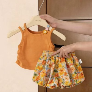 Completo Estivo per Bambine, Abbigliamento Casual Elegante per Bambine, Vestito Estivo Alla Moda in Cotone Senza Maniche - Product Image 3