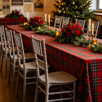 Festive Red Ribbon Wood Grain PP Wedding Chair Stackable Plastic Chiavari Chair for Christmas Party Event Hall Supply