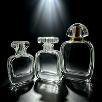 1.0 1.7 3.4 FL. OZ. Botol Parfum Kaca Kristal Mewah dan Botol Cologne dengan Tutup Mahkota Bunga