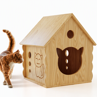 Maison pour chat en bois d'intérieur et d'extérieur, abri respirant pour animaux de compagnie, villa de repos universelle quatre saisons, nid pour chats