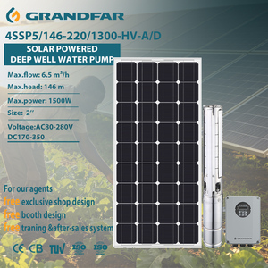 Pompe immergée solaire multi-étages haute performance Grandfar 2HP 1.5KW 4'' en acier inoxydable pour l'irrigation agricole 4SSP5/146-220/13 - Product Image 1