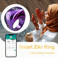 Bague de prière musulmane Tasbeeh Zikr, Compteur Tasbih, Cadeau musulman, Réveil avec contrôle par application, LED, Azan, Chapelet électronique personnalisable