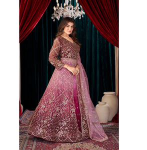 Vestido Anarkali Indo-Occidental de Diseñador, Tela de Red Suave, Bordado Intrincado con Cuentas, Elegante Vestido para Compromiso, Sangeet, Fiestas y Eventos - Product Image 5