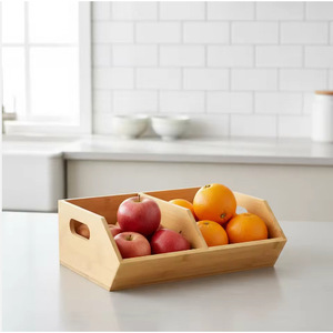 Boîte de rangement rectangulaire en bambou 8-11,9 pouces, organisateur de cuisine multifonction pour comptoir - Product Image 2
